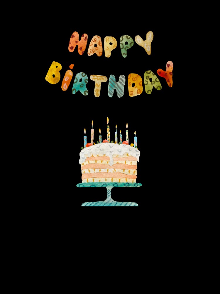 Cake candle happy birthday title watercolor sketch by Yana Mustafina | Boho Soulful Designs