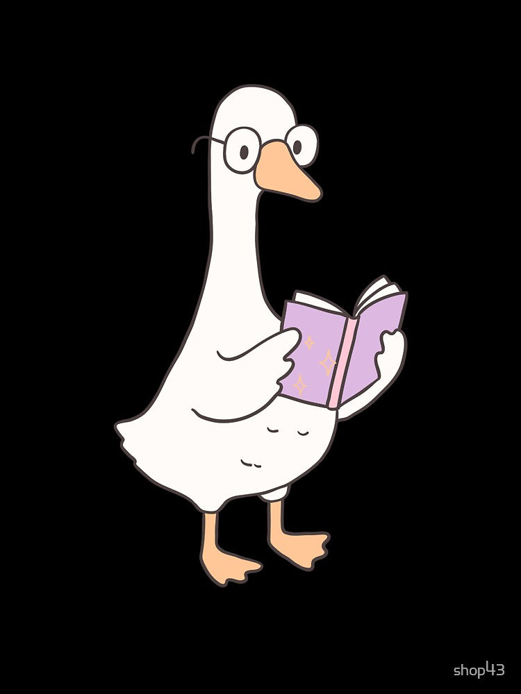 Emotional Support Book Bookish Funny Tee duck reading book by shop43