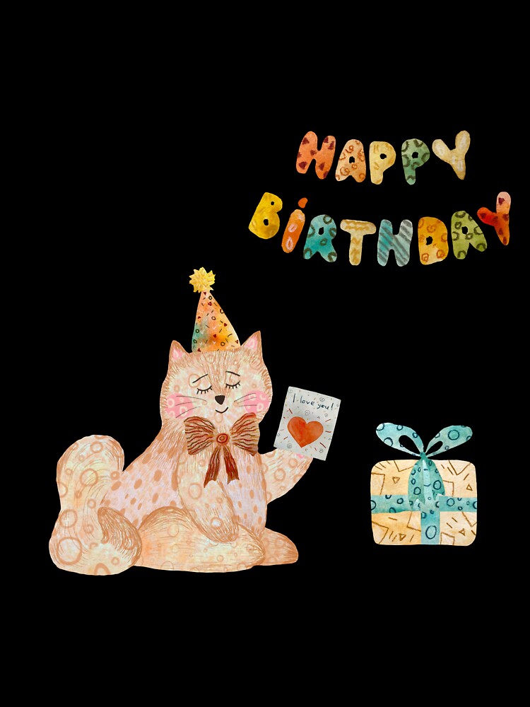 Cat toy card love gift happy birthday watercolor violet by Yana Mustafina | Boho Soulful Designs