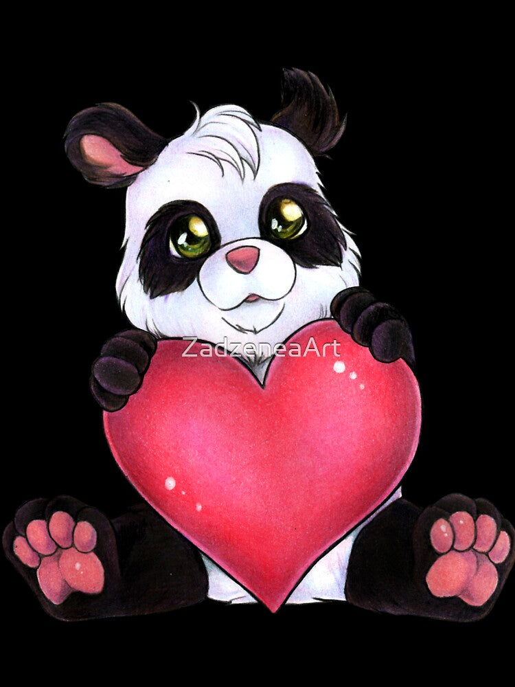 Cute panda with heart Valentine's day by ZadzeneaArt