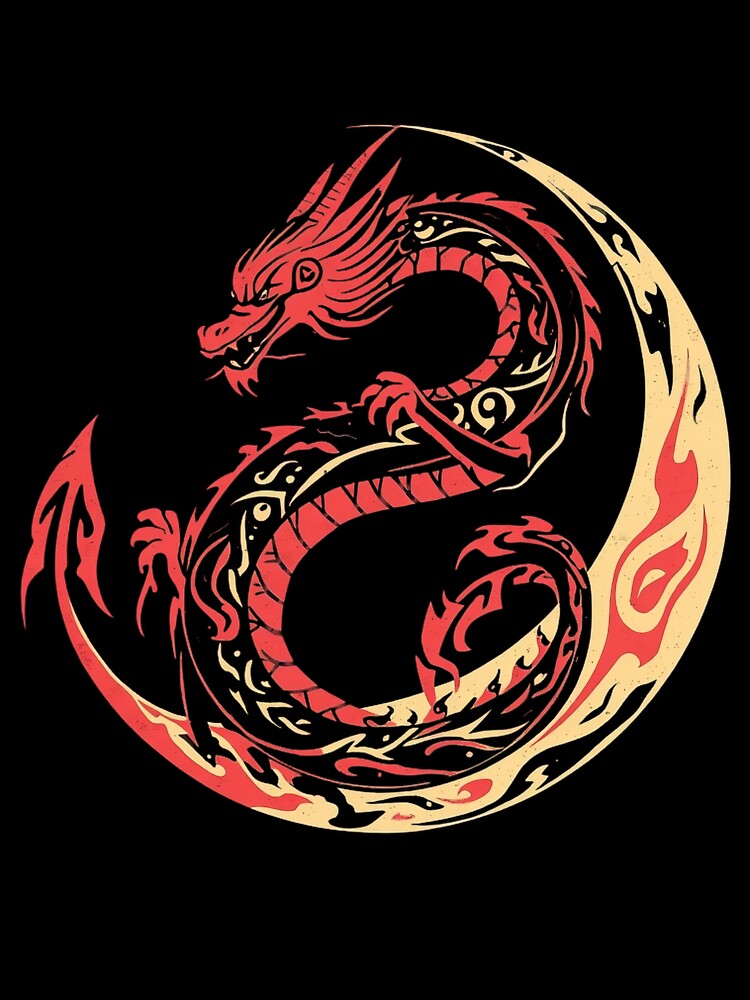 Celestial Fire Dragon – Red & Gold Crescent Mythic Emblem by Nuve-ra