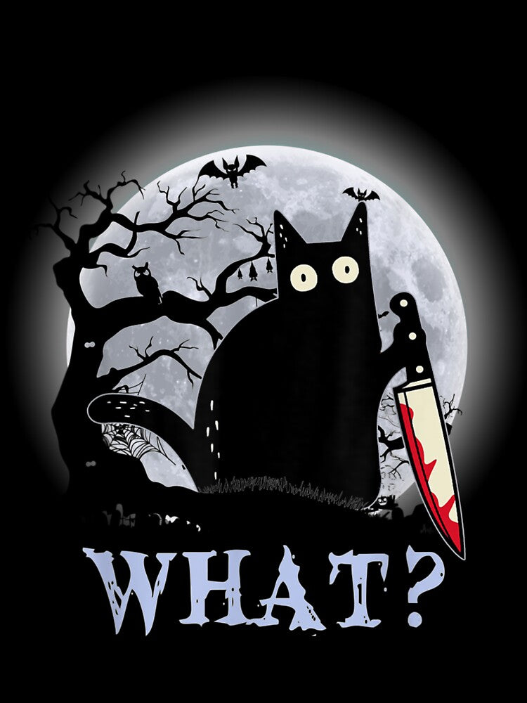 Cat What_ Murderous Black Cat With Knife Halloween by JoanneHughes