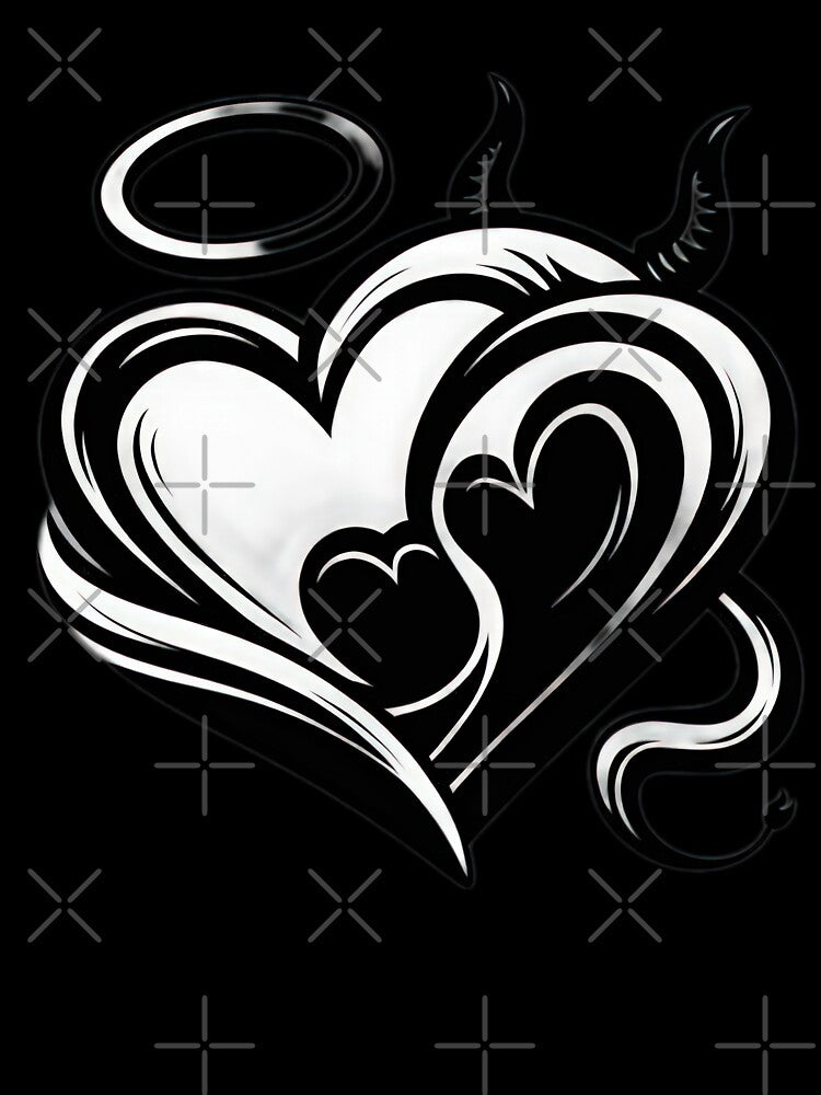 Valentines Day angel and demon couple heart,Valentine couple,valentine heart,valentine art,valentine design by Expressions-Sel