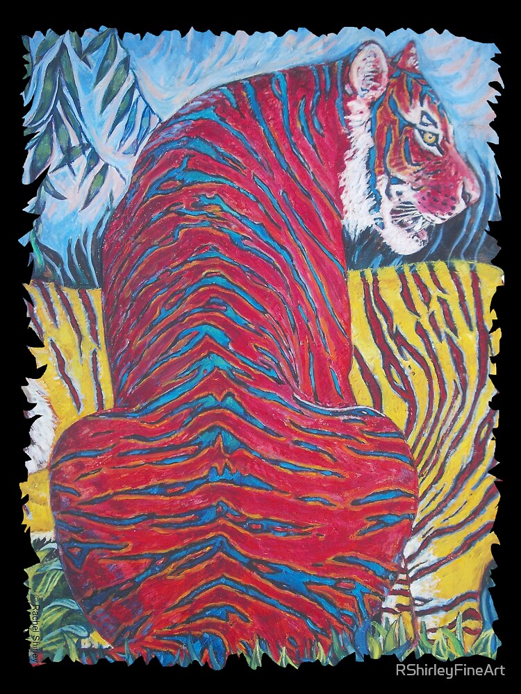 Vibrant Surreal Tiger Painting – Bold Colourful Wildlife Art by RShirleyFineArt