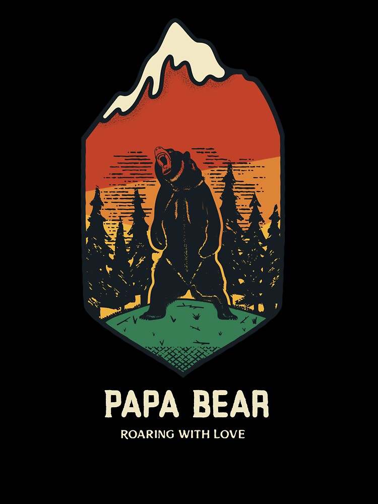 Retro Mountain Papa Bear - Roaring With Love Dad Tee by STLcollective