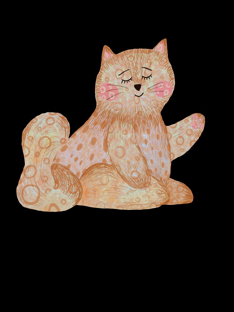 Cat textured pink pastel a watercolor sketch black by Yana Mustafina | Boho Soulful Designs