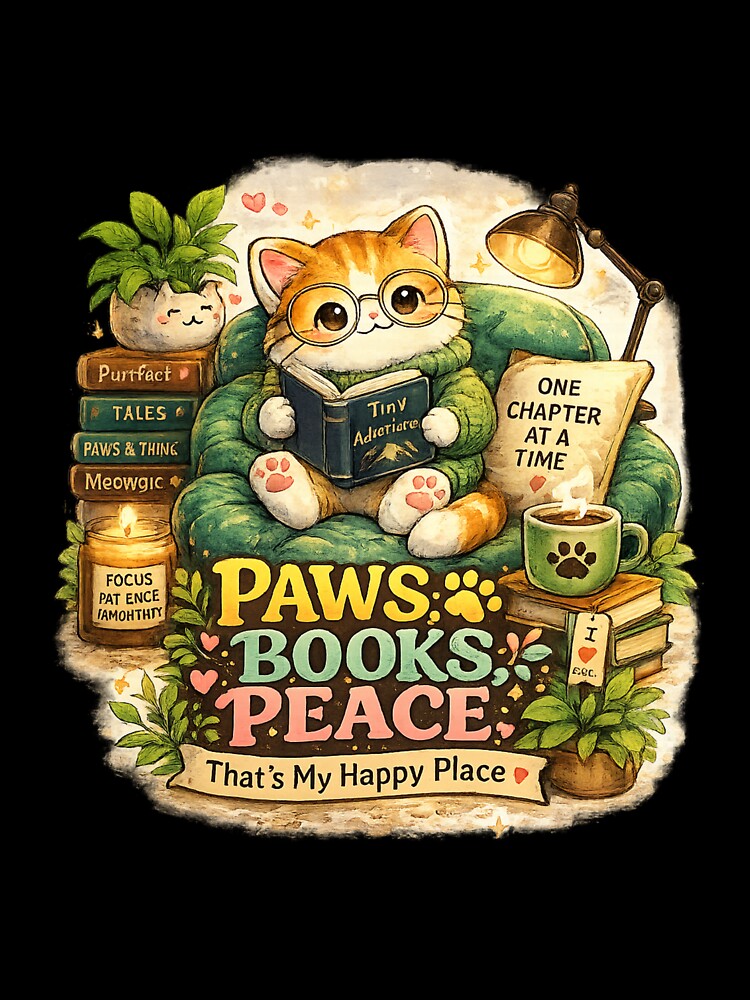 Cute Reading Cat Book Lover by TheZyro