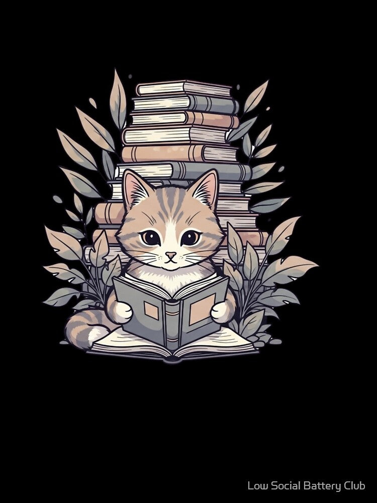Book Lover Cat – Reading Cat Illustration by Low Social Battery Club