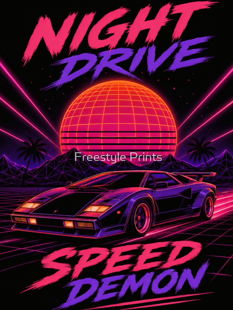 Night Drive Speed Demon 80s 90s Retro by Freestyle Prints
