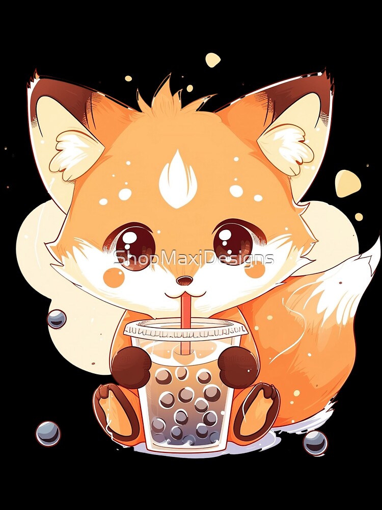 Cute kawaii fox drink bubble by ShopMaxiDesigns