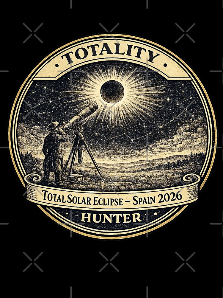 Totality Hunter Solar Eclipse Spain 2026 Badge by CalmCapy Co