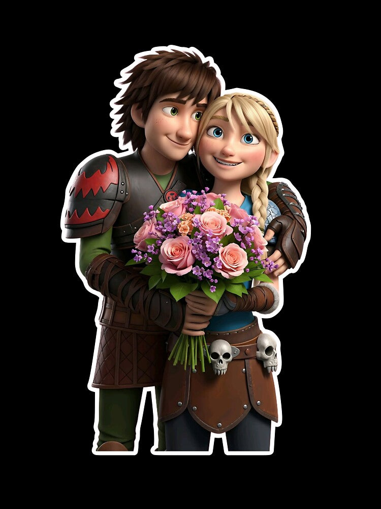 Cute Romantic Couple Sticker with Flower Bouquet | Love & Relationship PNG by ashwin131
