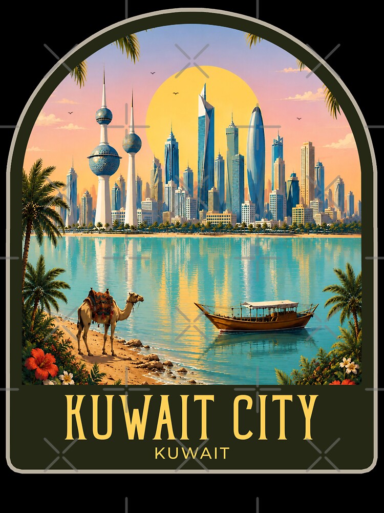Kuwait City Vintage Travel Illustration by HomeLivingCo