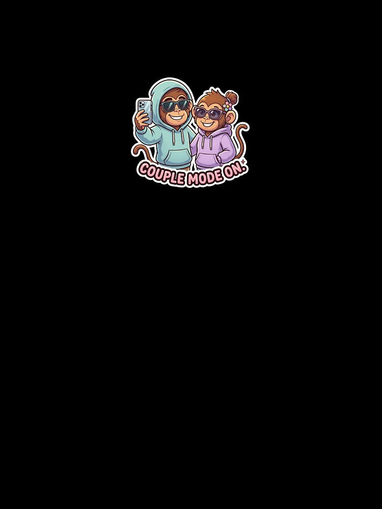 Couple Mode On Monkey Sticker | Cute Relationship Cartoon Meme by Newkidshub