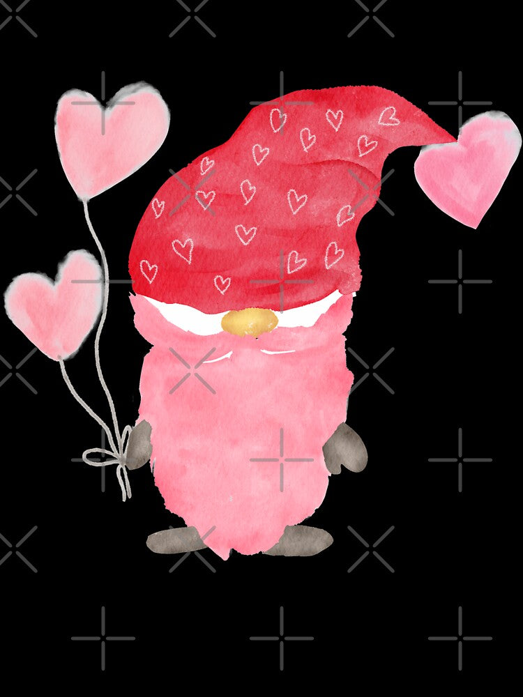 Funny girl Valentine gnome heart watercolor by mlnana