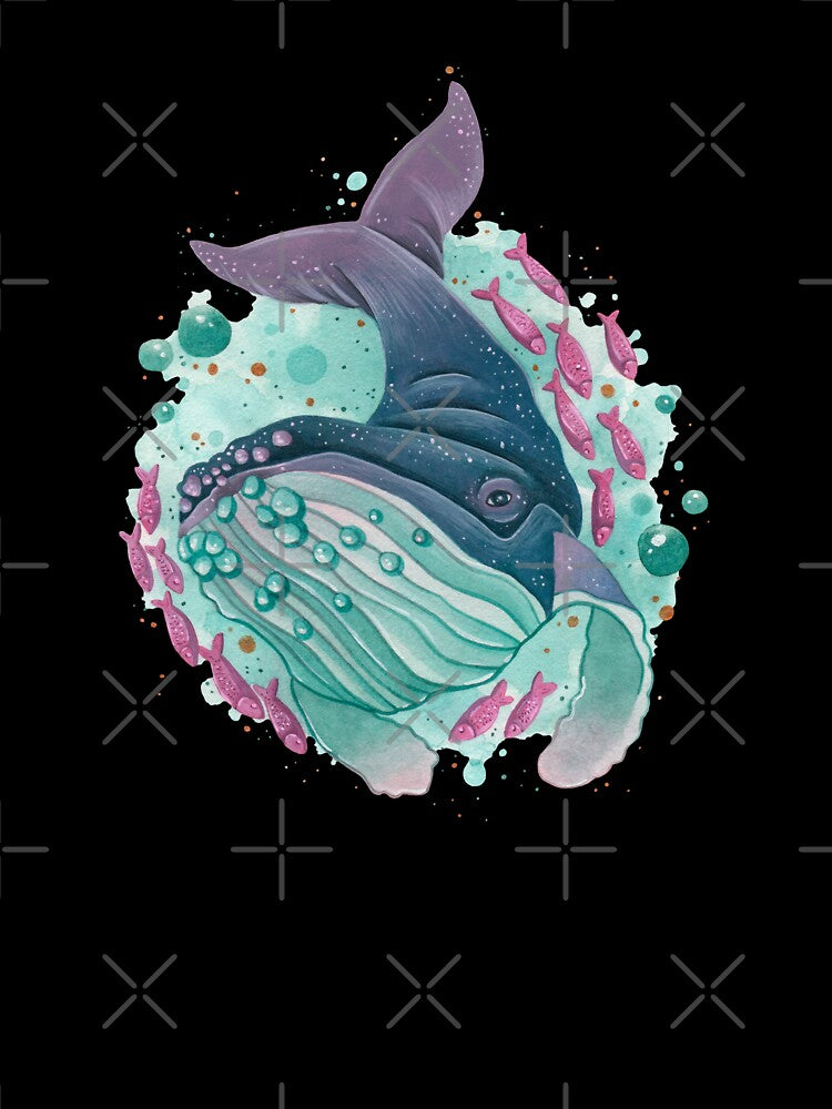 Whale swimming with fish by adeillustrator