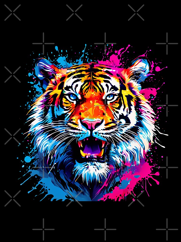 Vibrant Tiger Pop Art Bright Animal Art by kakarikihill
