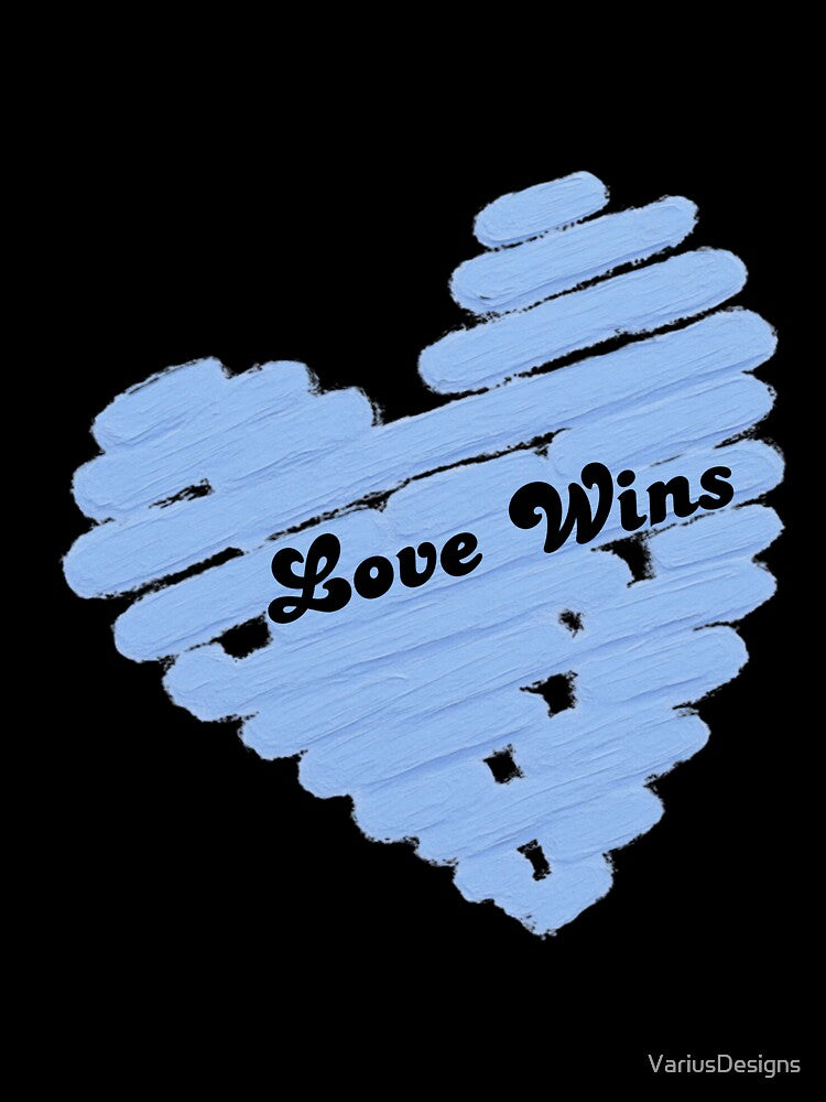 Love Wins – Baby Blue Hand Painted Heart | Minimalist Typography by VariusDesigns