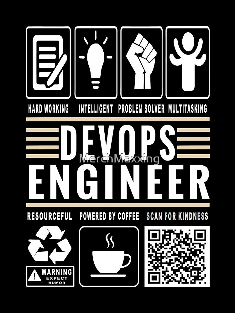 Funny DevOps Engineer Job Description Icons QR Code by MerchMaxxing