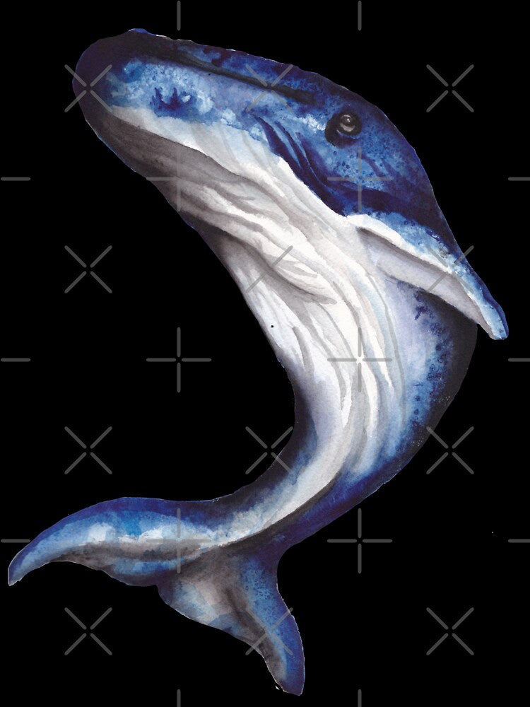 Blue Humpback Whale Watercolor Art by Samantha Roberts