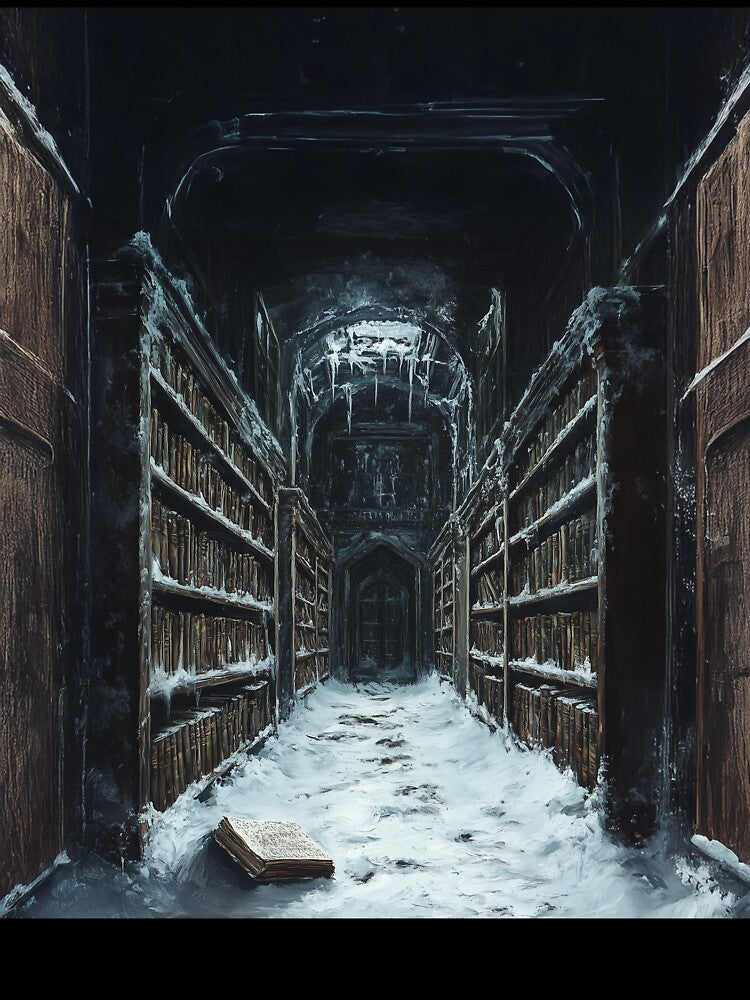 Abandoned Frozen Library – Dark Fantasy Gothic Aesthetic by VisualArtsOasis