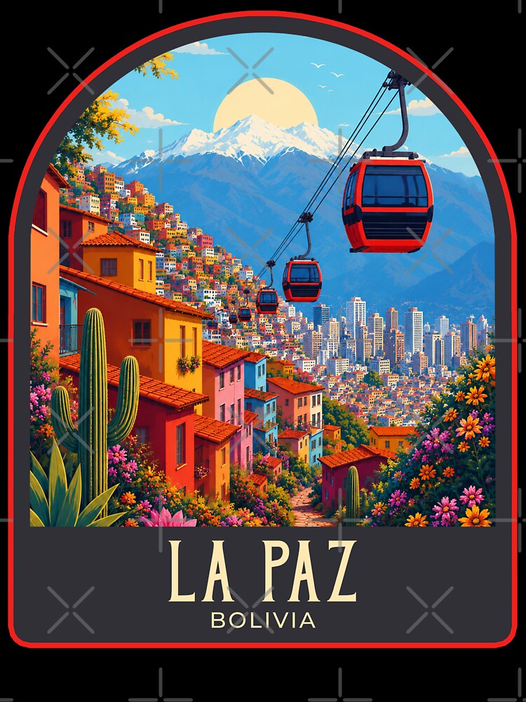 La Paz Vintage Travel Illustration by HomeLivingCo