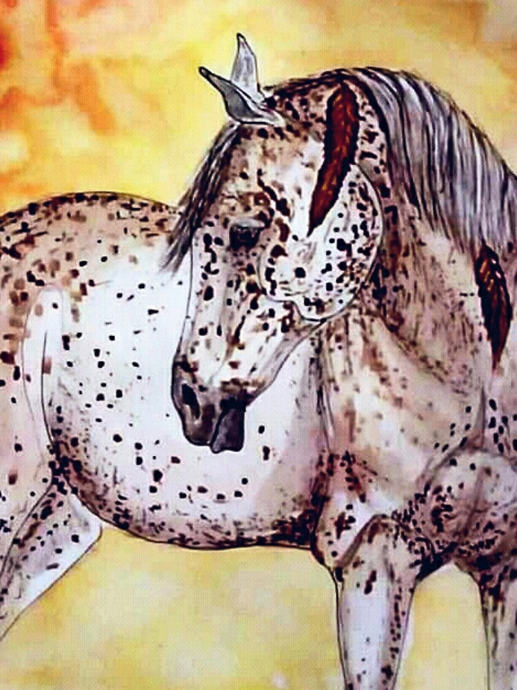 Spotted horse watercolor painting by horseaddicted