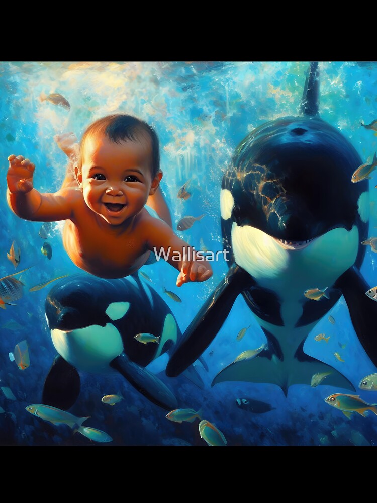 Orca swims with baby for a better future by Wallisart