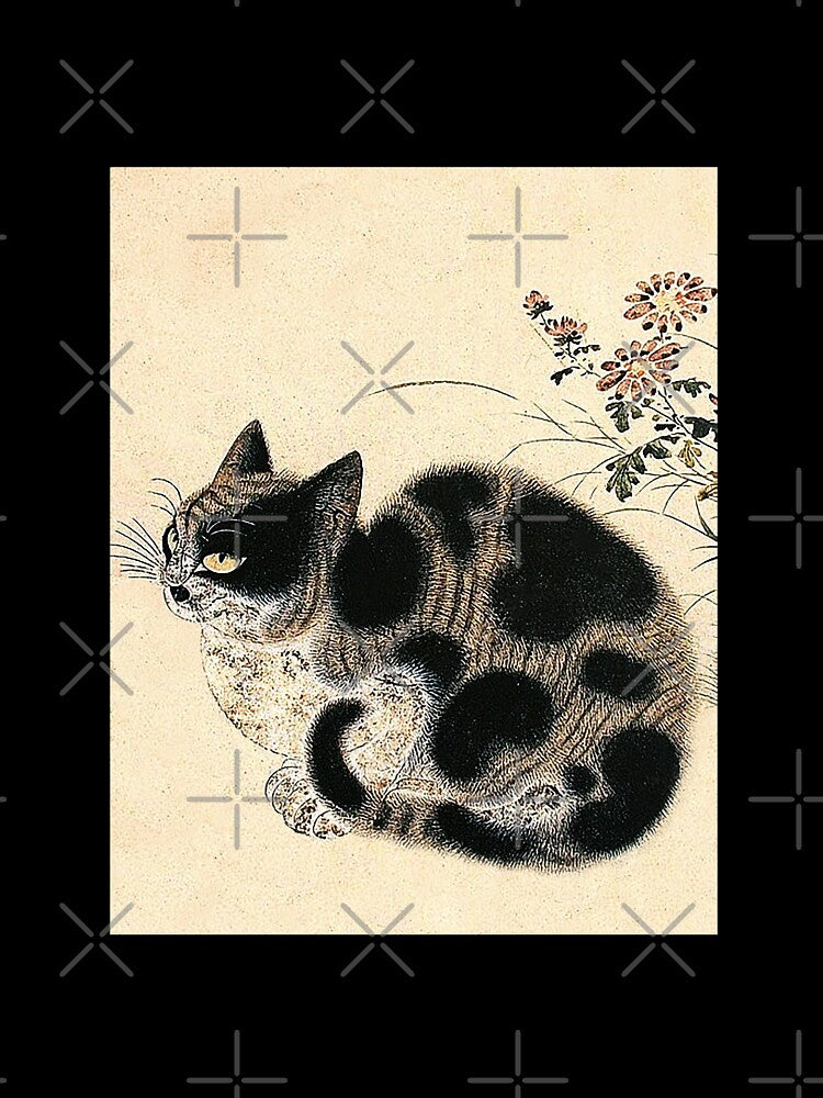 Antique Japanese Woodblock Watercolor Cat Print by Epitome Girl