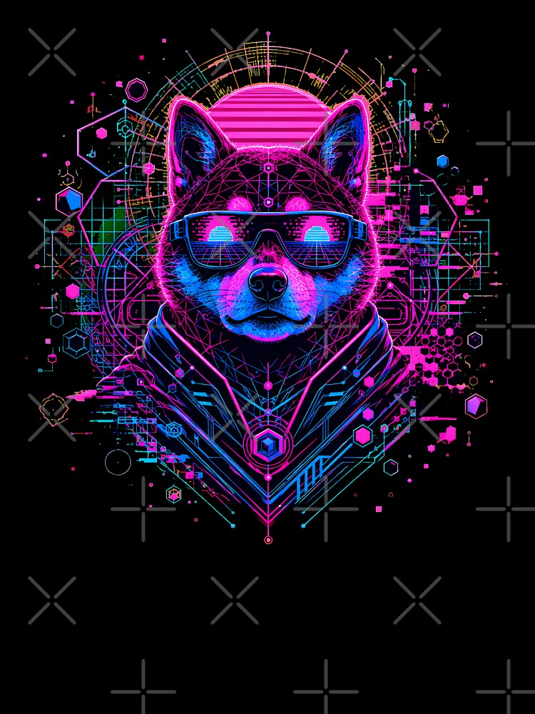 Synthwave Shiba Inu Futuristic Dog Sunglasses by chattsuede