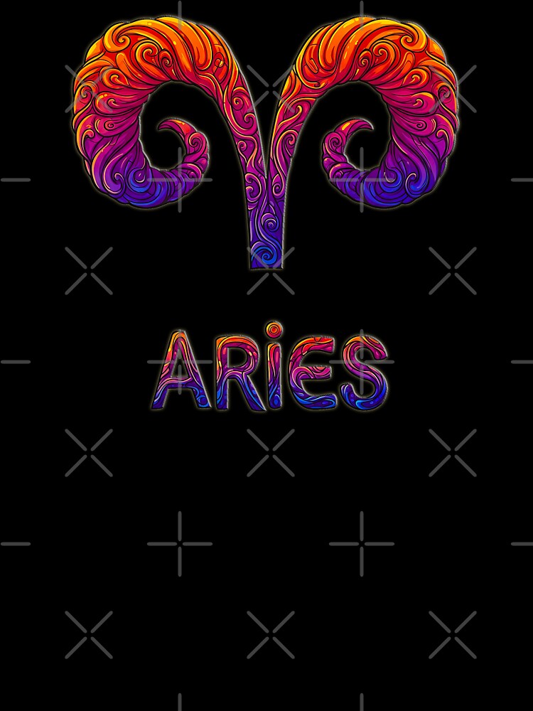 ✨ Aries Zodiac Sign - Vibrant Psychedelic Ram Horns Art by Marie***2905