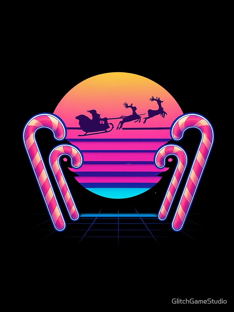 Retro Christmas Sunset – Vaporwave Holiday Santa Design by GlitchGameStudio