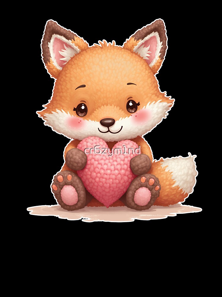 Cute Baby Fox Holding Heart by cr6zym1nd