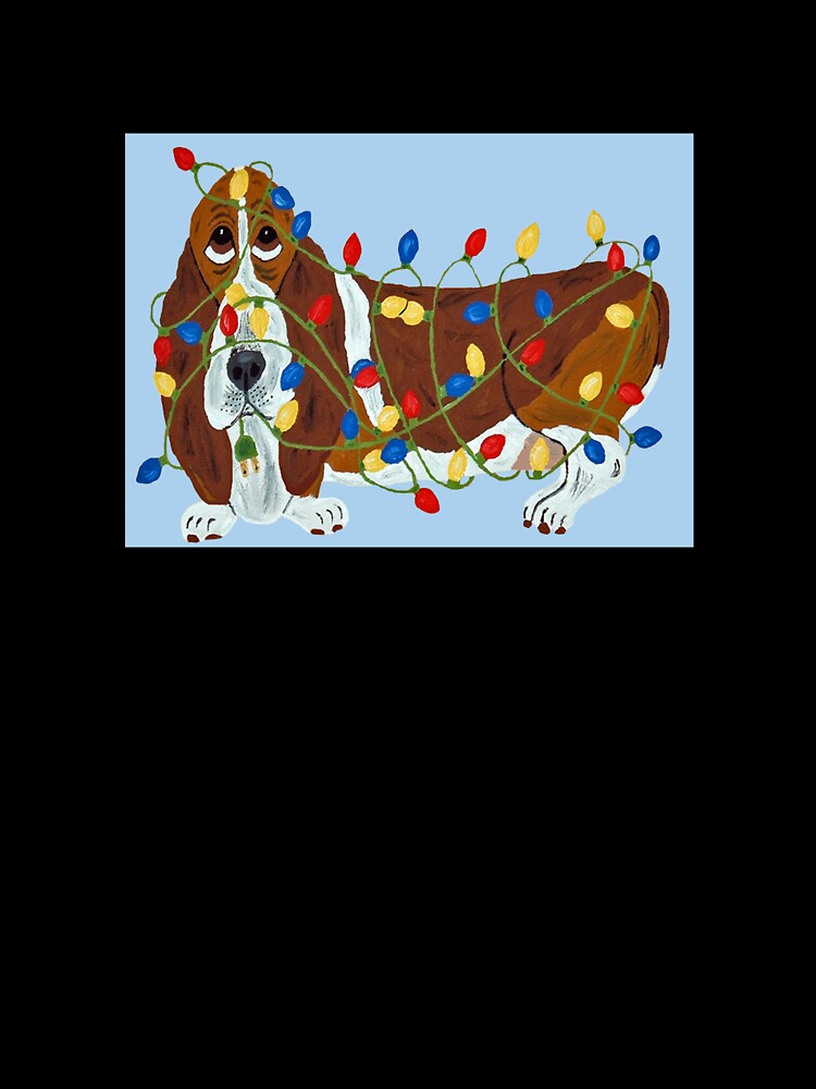 Basset Hound tangled in Christmas Lights by Squirreldumplings
