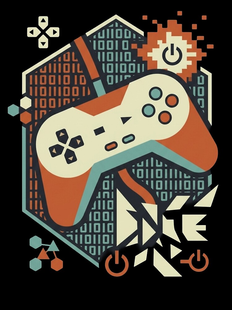 Retro Gaming Controller - Binary Code Abstract Art by Dzblack