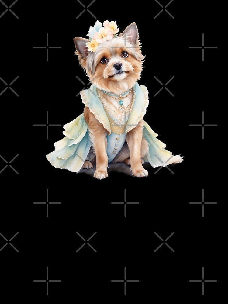 Sweet Watercolor Dog in Vintage Style by Victoria Riabov