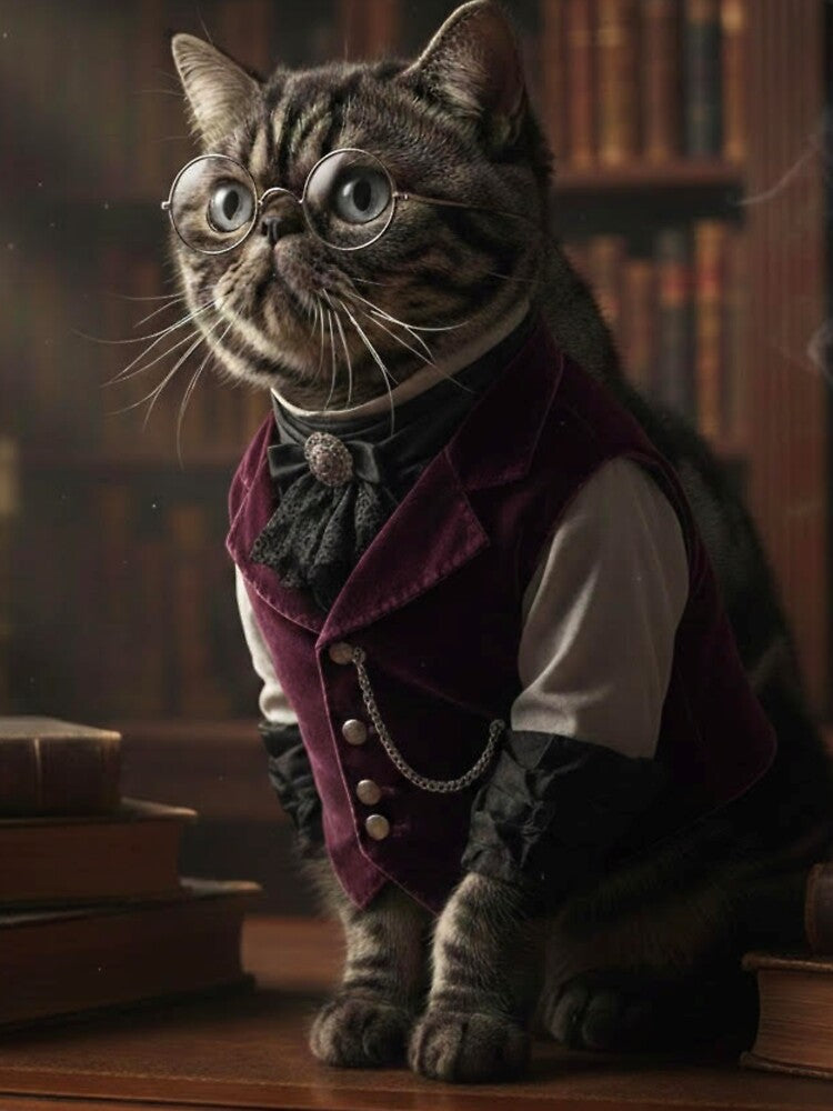 Dudley: The Distinguished Scholar Victorian Library Cat by WonderGrace