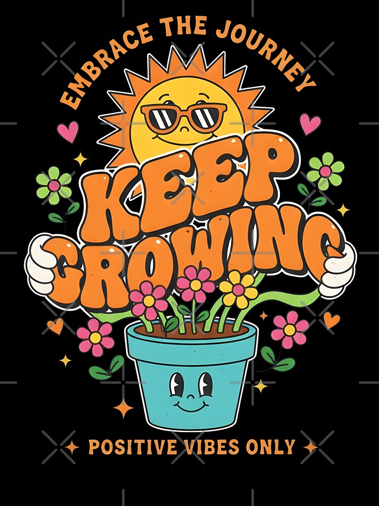 Keep Growing Retro Flower Power | Groovy 70s Plant Pot Art by Velvetwhim