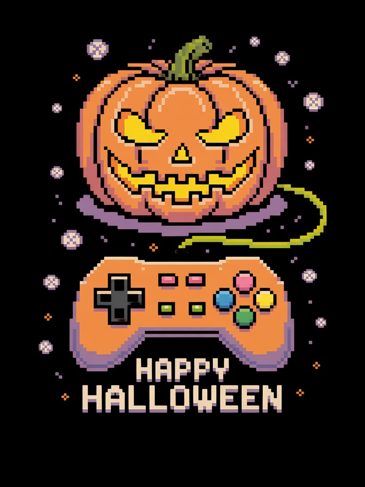 Halloween Pixel Art Carved Pumpkin Gamer Controller by VasilisLamArt