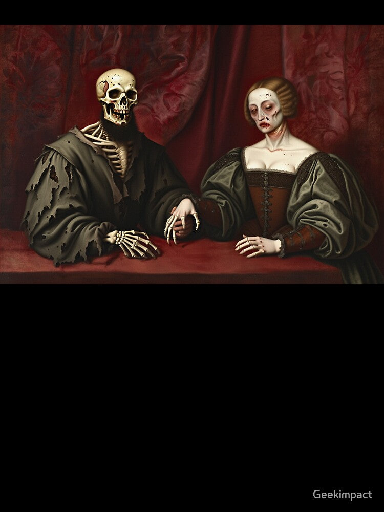 Undead Tudor couple horror haunted house halloween art by Vintage Designs +