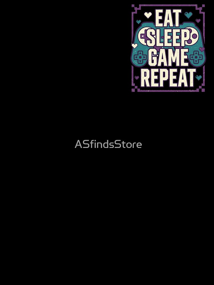Eat Sleep Game Repeat Funny Gamer Controller Retro Pixel Video Game Design by ASfindsStore