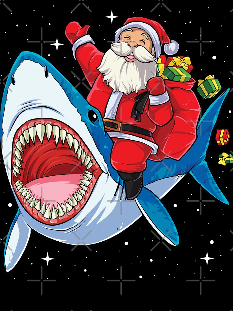 Santa Riding Shark T Shirt Christmas Gifts Galaxy Space Tees by LiqueGifts