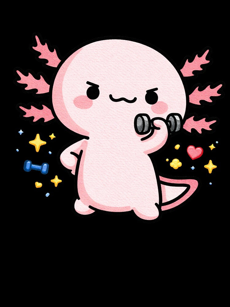 Workout Axolotl – Cute Kawaii Gym Axolotl Lifting Dumbbell by ColorSplash123