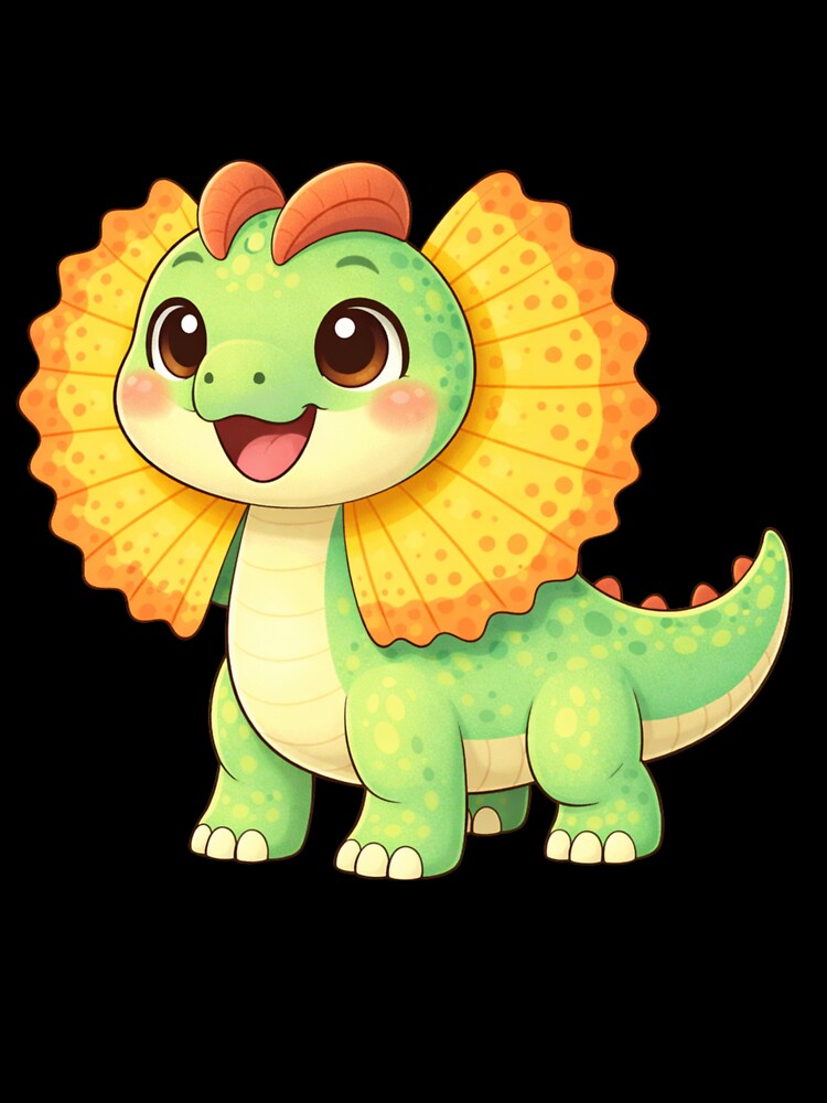 Cute Dilophosaurus Dinosaur for Baby Clothes – Minimalist Illustration by Mac Sketches