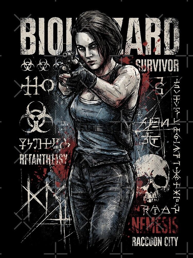 Jill Valentine Resident Evil Grunge Gaming Graphic Tee by Senpaiwaves