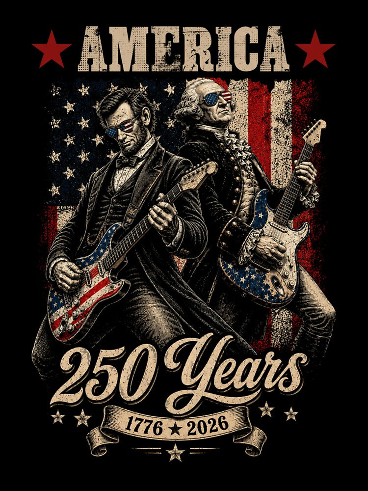 Vintage Washington Lincoln Playing Guitar 250 Years America by FeestMia