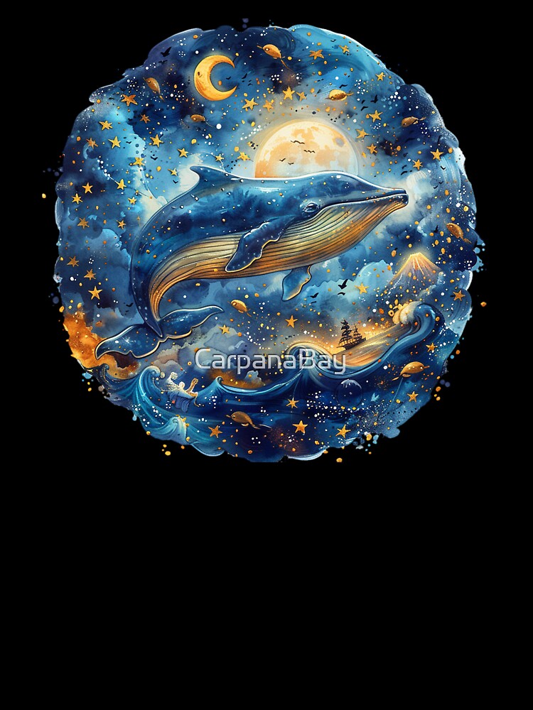 Nautical Ocean Whale Themed Design Moon and Stars by CarpanaBay