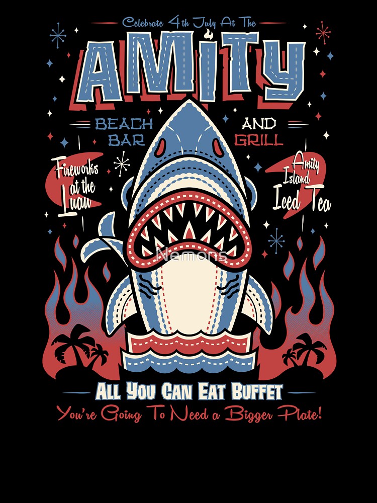 Amity Tiki - Creepy Cute Shark - Vintage Retro Surf Vacation by Nemons