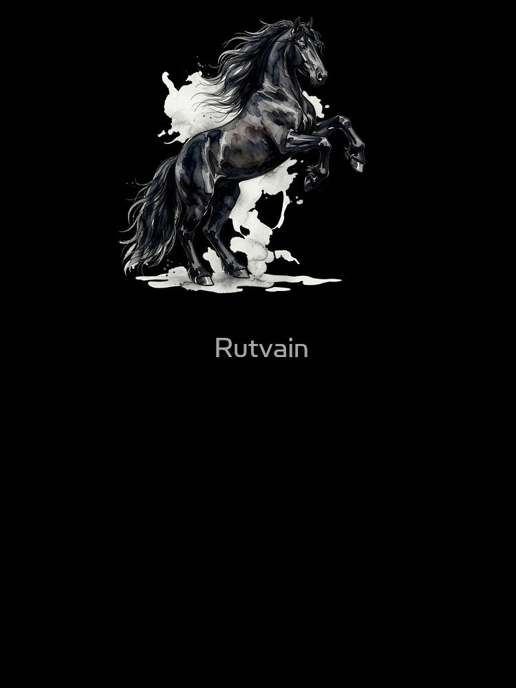 Elegant Black Rearing Horse by Rutvain