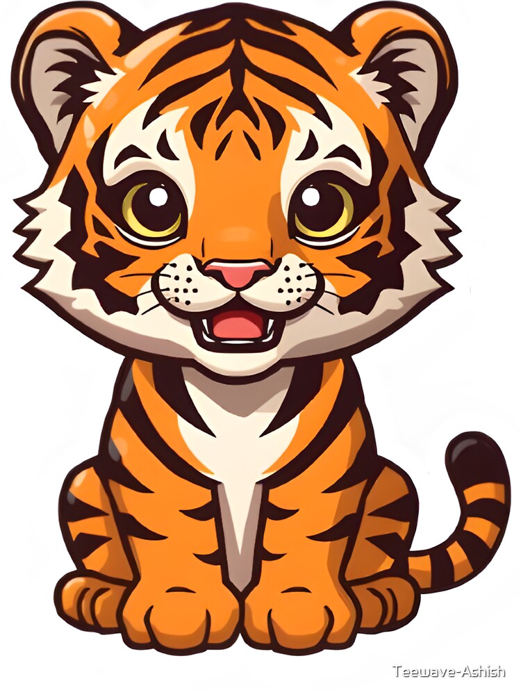 Kawaii Tiger Cartoon Sticker by Teewave-Ashish